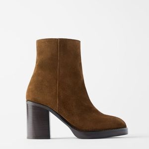 Zara suede and wooden heel boots